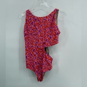 Farm rio‎ pink and orange leopard print one piece swimsuit size xl
